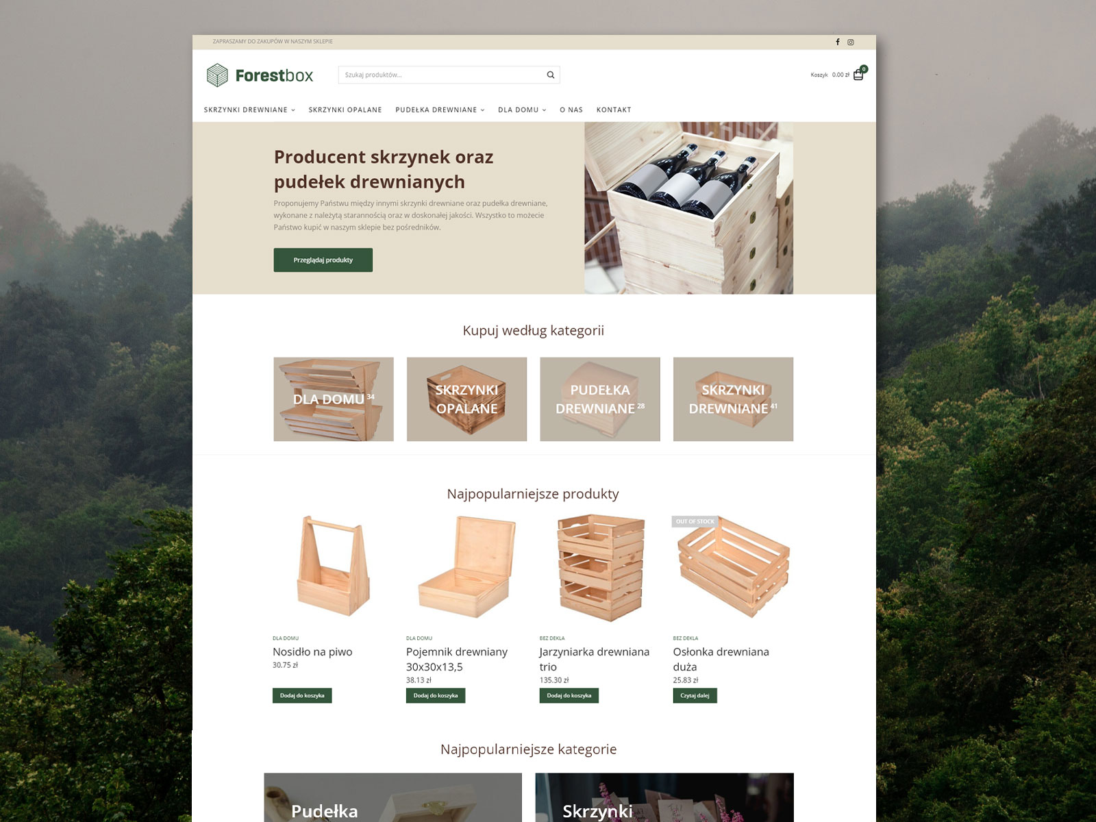Sklep internetowy dla producenta skrzynek i pudełek drewnianych