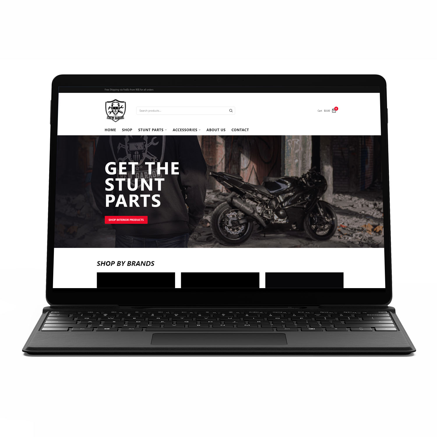Crew Garage, części motocyklowe — gotowy sklep internetowy